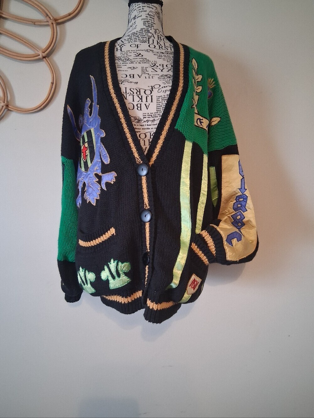 Absolutely No! Jeans vintage women's mens cardigan Pit 2 Pit 26 Length 30 - Picture 2 of 13